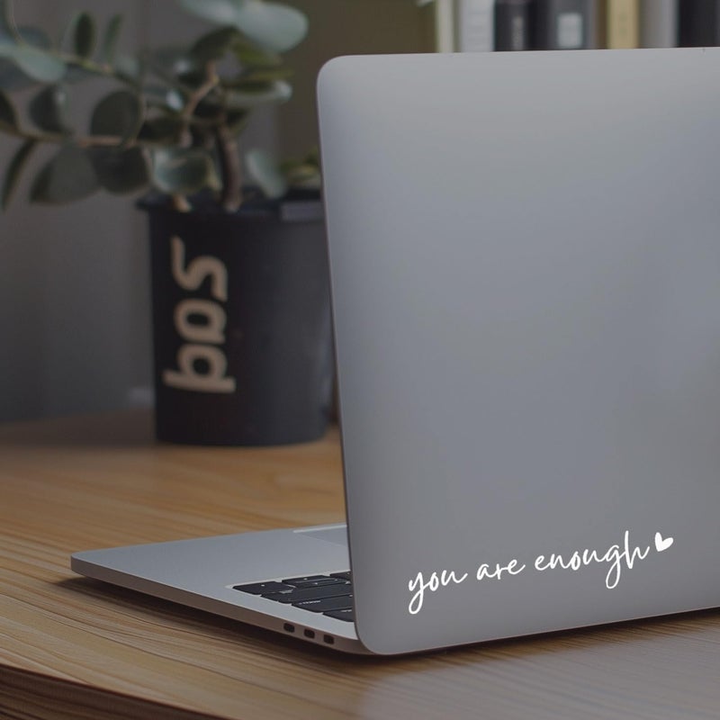WCDHOR 2 x You Are Enough Rearview Mirror Decal Water Bottle Stickers Affirmation Reminder Sticker Laptop Bumper Sticker Tumbler Vinyl Sticker Car Mirror Decal (You Are Enough, White) - Image 2